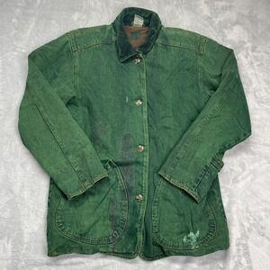 Outbrook Barn Chore Jacket Womens Medium Green Long Sleeve Collared Button Front